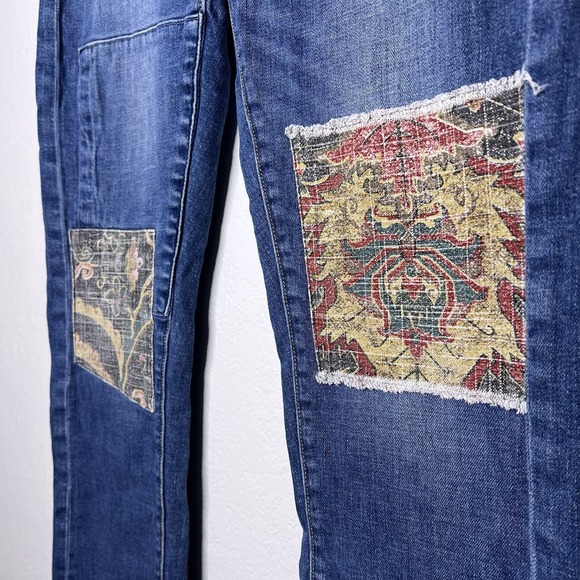 Pilcro Tapestry Mid-Rise Boyfriend Jeans Patchwork Size 28 Boho Festival - Picture 6 of 12